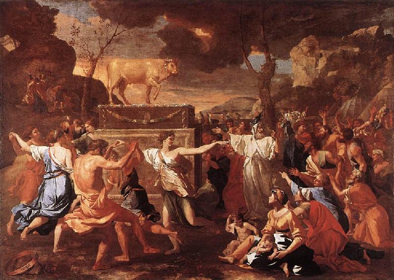 POUSSIN, Nicolas The Adoration of the Golden Calf g China oil painting art